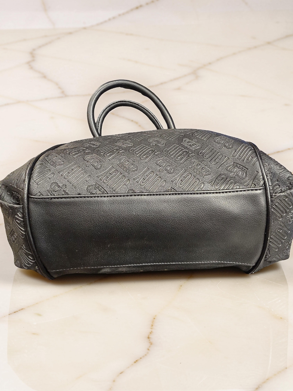 Juicy Couture Fame Satchel Black Debossed Monogram Speedy Bag - Picture 6 of 13